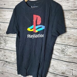 Juniors Playstation Logo Shirt Short Sleeve Crew Neck Ripple Junction Size Large